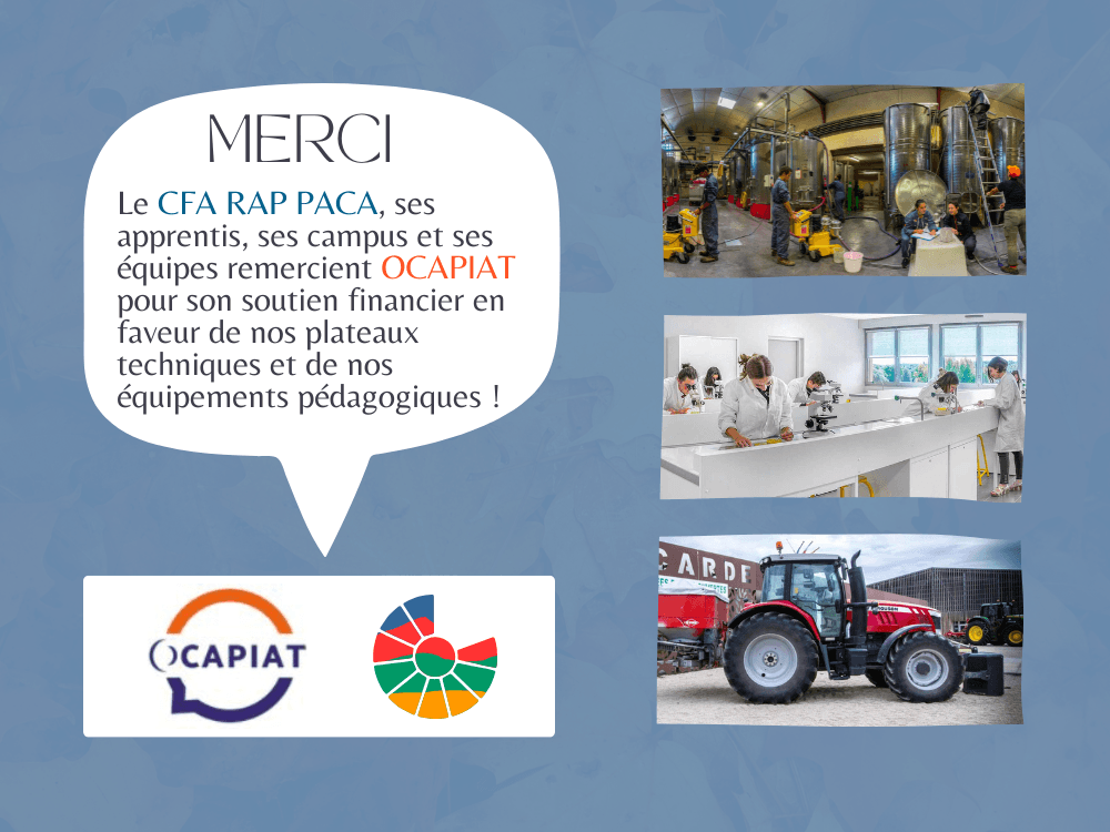 Le CFA RAP PACA remercie OCAPIAT pour son soutien