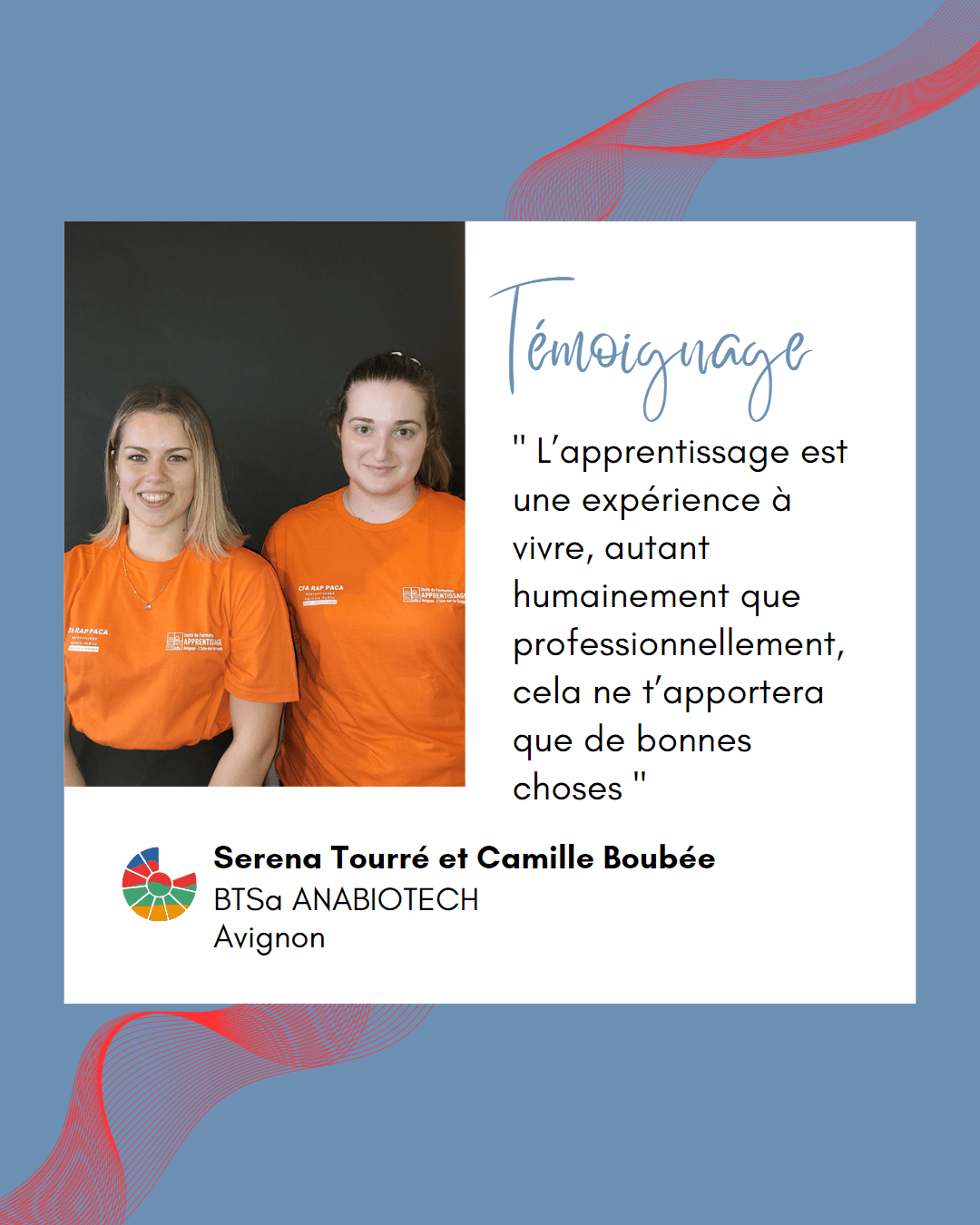 Apprenties en BTSa ANABIOTECH, Serena et Camille racontent